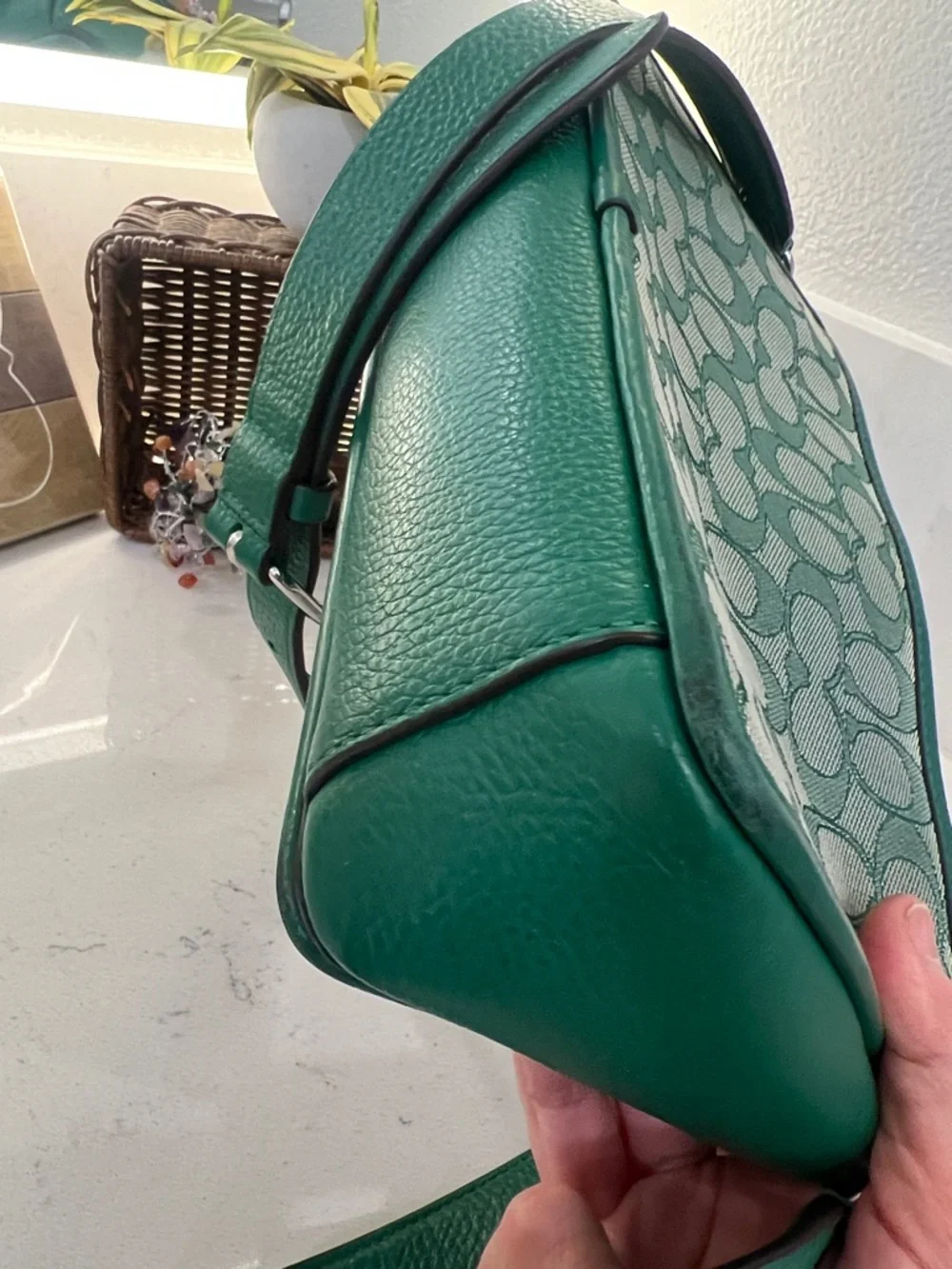 Coach Green Signature Jacquard Crossbody Shoulder Bag - Picture 8 of 15